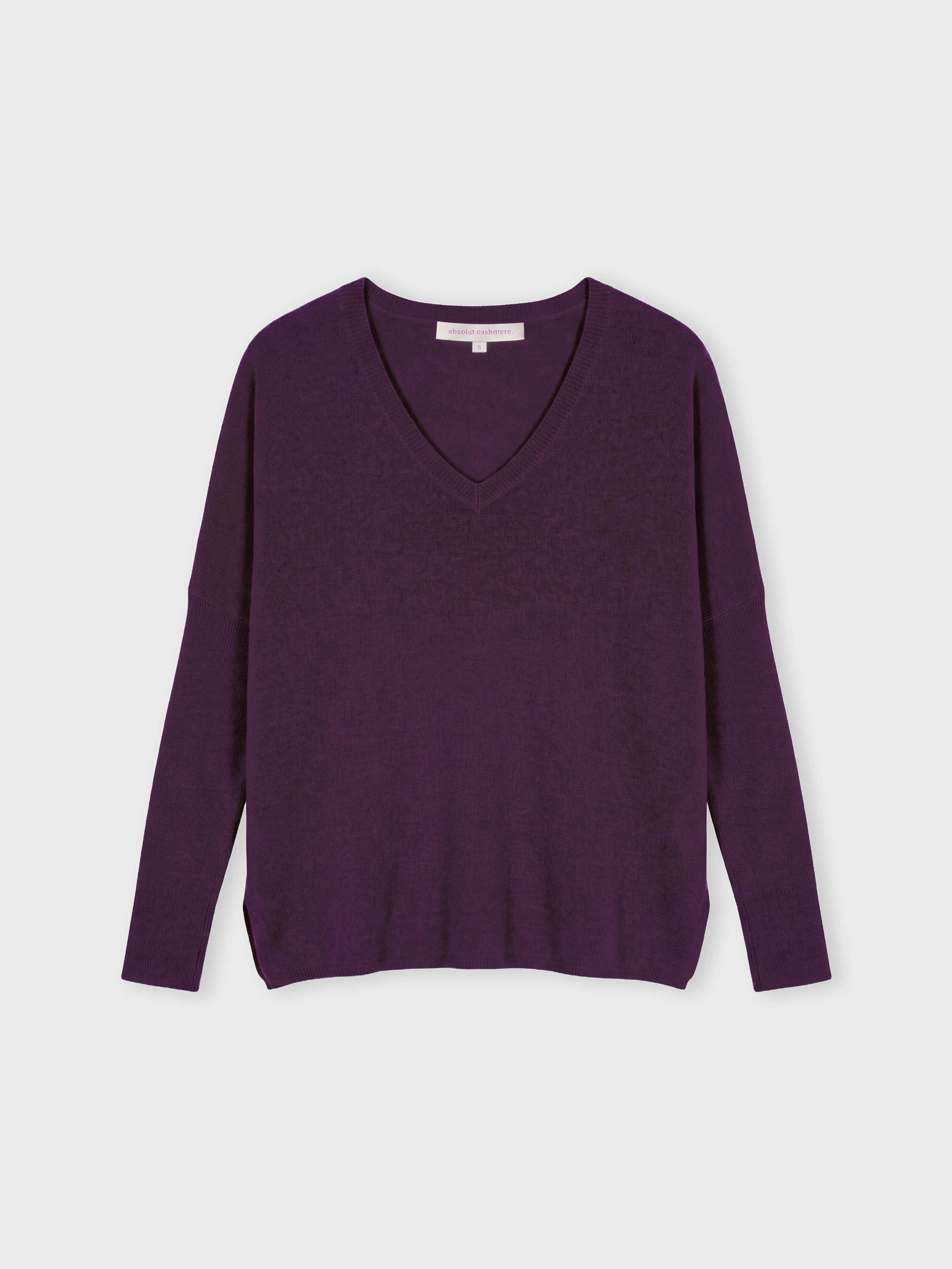 absolut-camille-damen-kaschmir-pull-poncho-mit-v-ausschnitt-heather-plum image 1