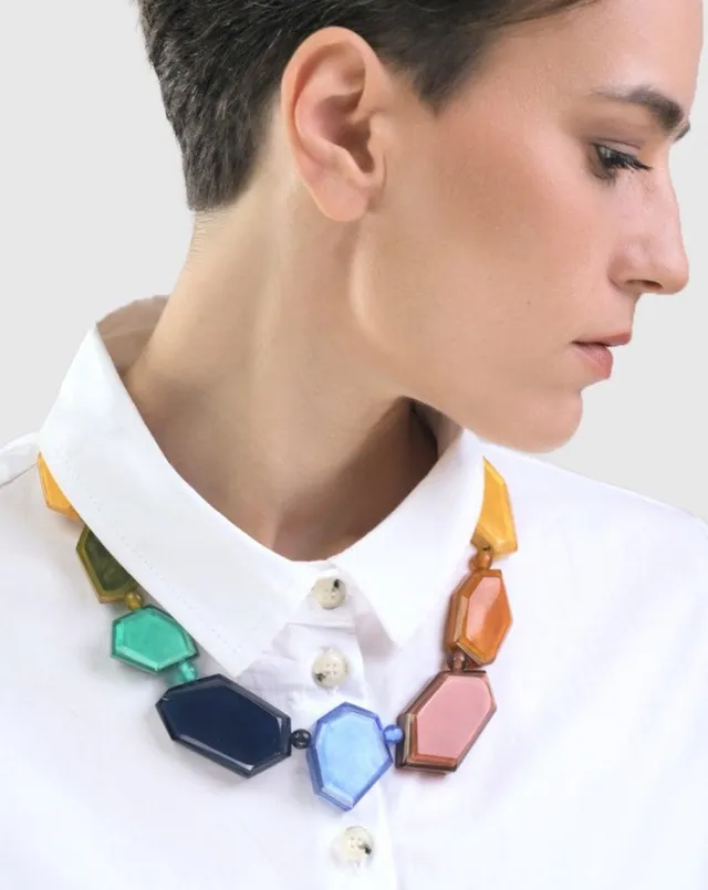 alembika-rainbow-faceted-bead-necklace-multi-lange-harz-kette image 1