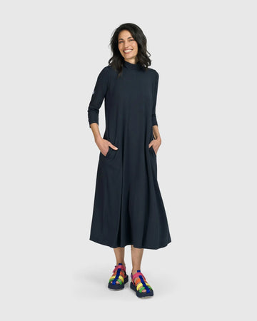 alembika-essential-a-line-dress-ocean-damen-midikleid-langarm image 2