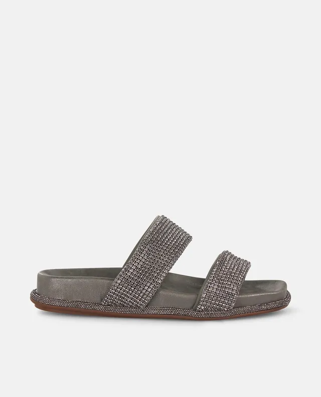 alma-en-pena-padded-straps-sandal-flache-sandale-silber-mit-strass-2-cm image 1