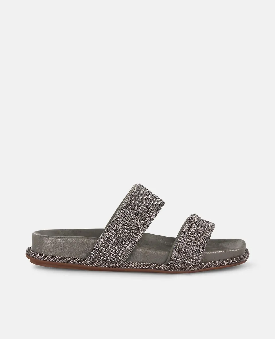 alma-en-pena-padded-straps-sandal-flache-sandale-silber-mit-strass-2-cm image 1