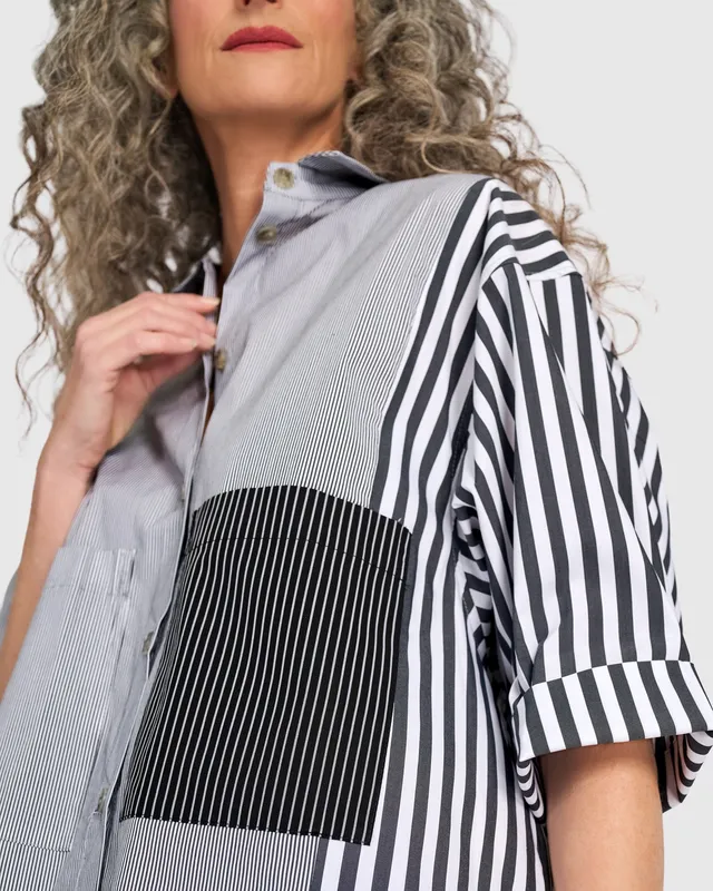 alembika-layla-box-shirt-black-white-stripe-bluse image 1