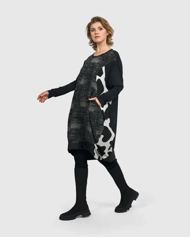 alembika-urban-marta-dress-fog-damen-kokon-kleid-mit-taschen image 1