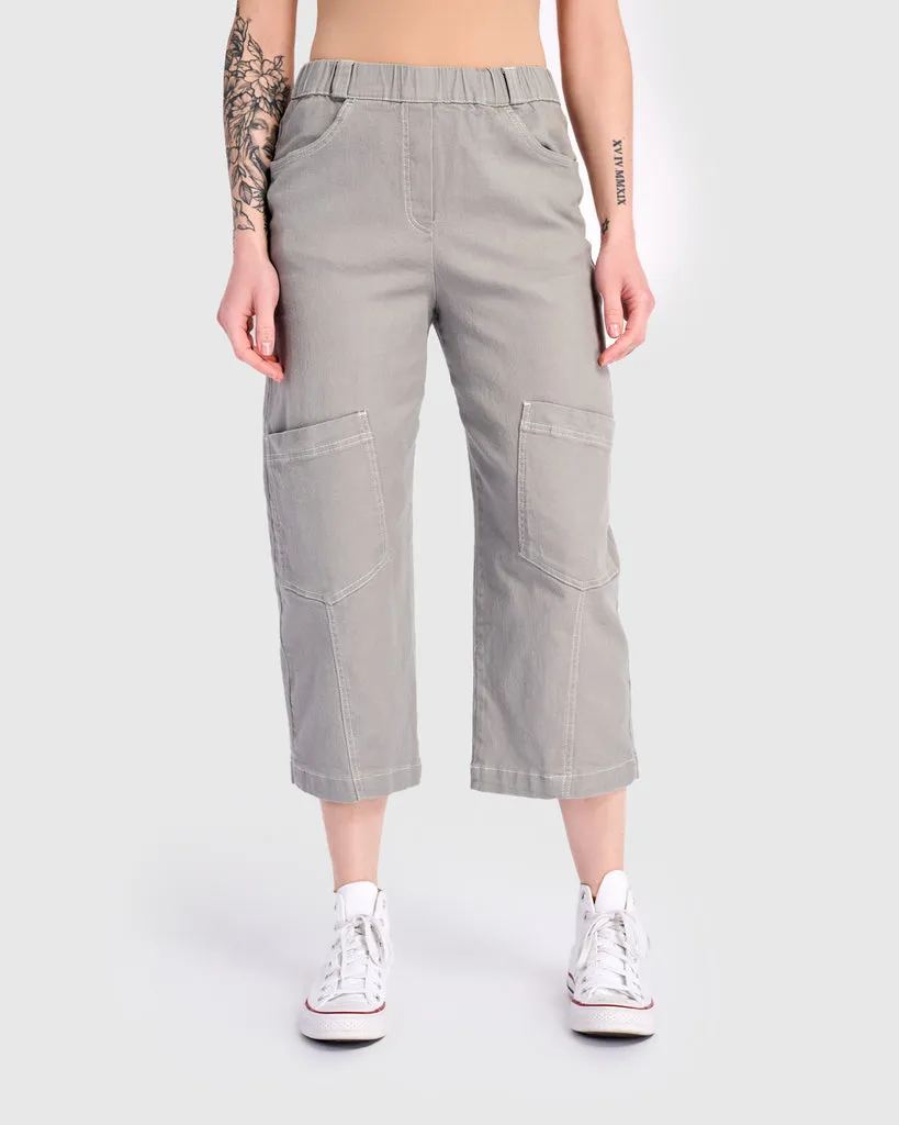 alembika-twill-palma-capri-hose-grau-barrel-cropped image 1