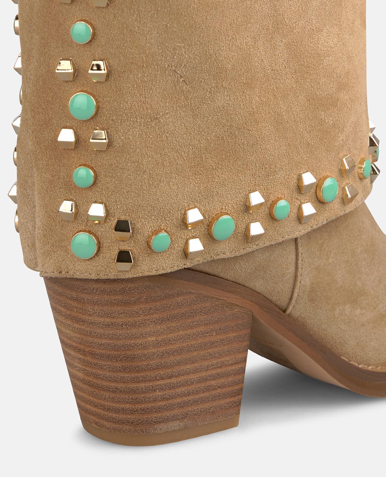 alma-en-pena-cowboy-stiefel-wildleder-arena-mit-strass-und-nieten-7-cm image 4