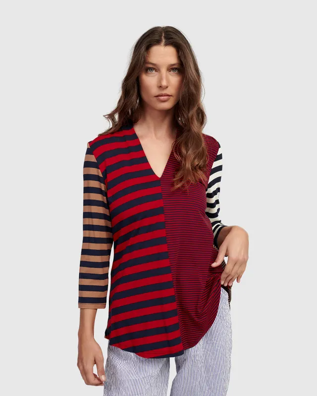 alembika-theodora-v-ausschnitt-top-stripes image 1