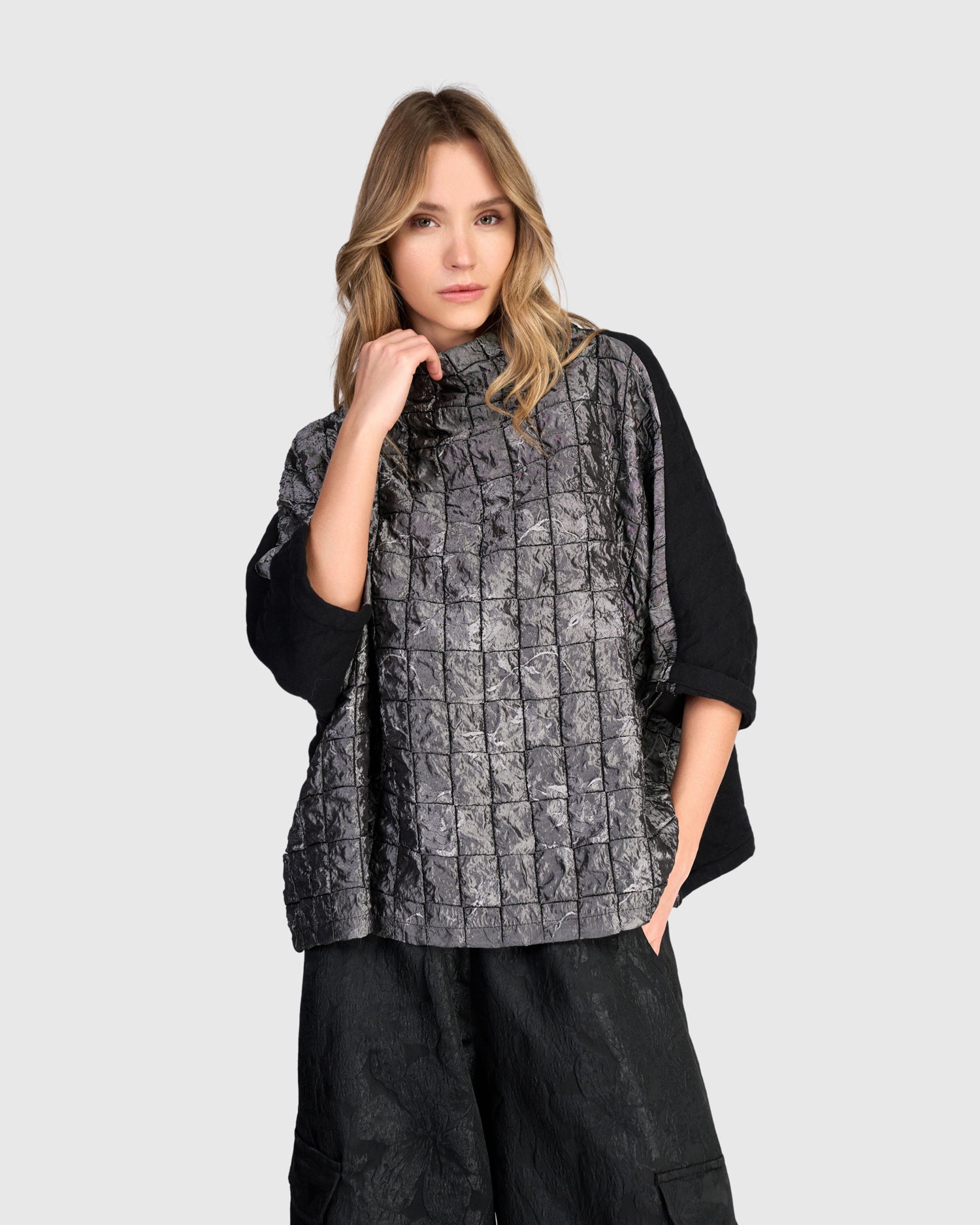 alembika-gallium-top-silver-damen-metallic-top-quilted image 7