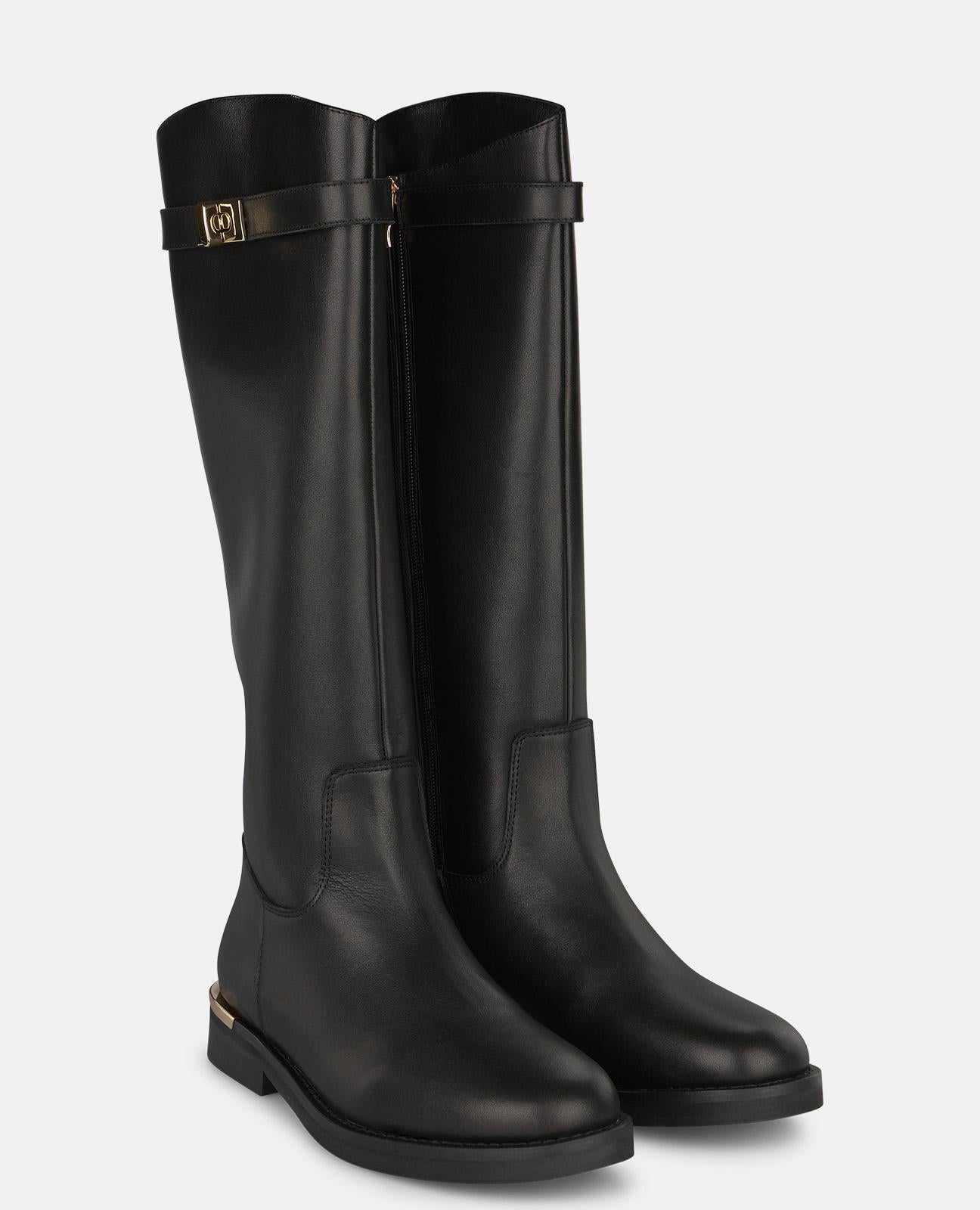 alma-en-pena-flat-napa-leather-boots-flachstiefel-schwarz-nappa-3-cm-absatz image 2