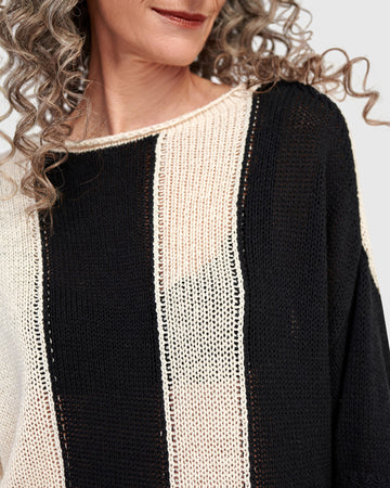 alembika-naomi-sweater-mix-schwarz-ecru-streifen image 2