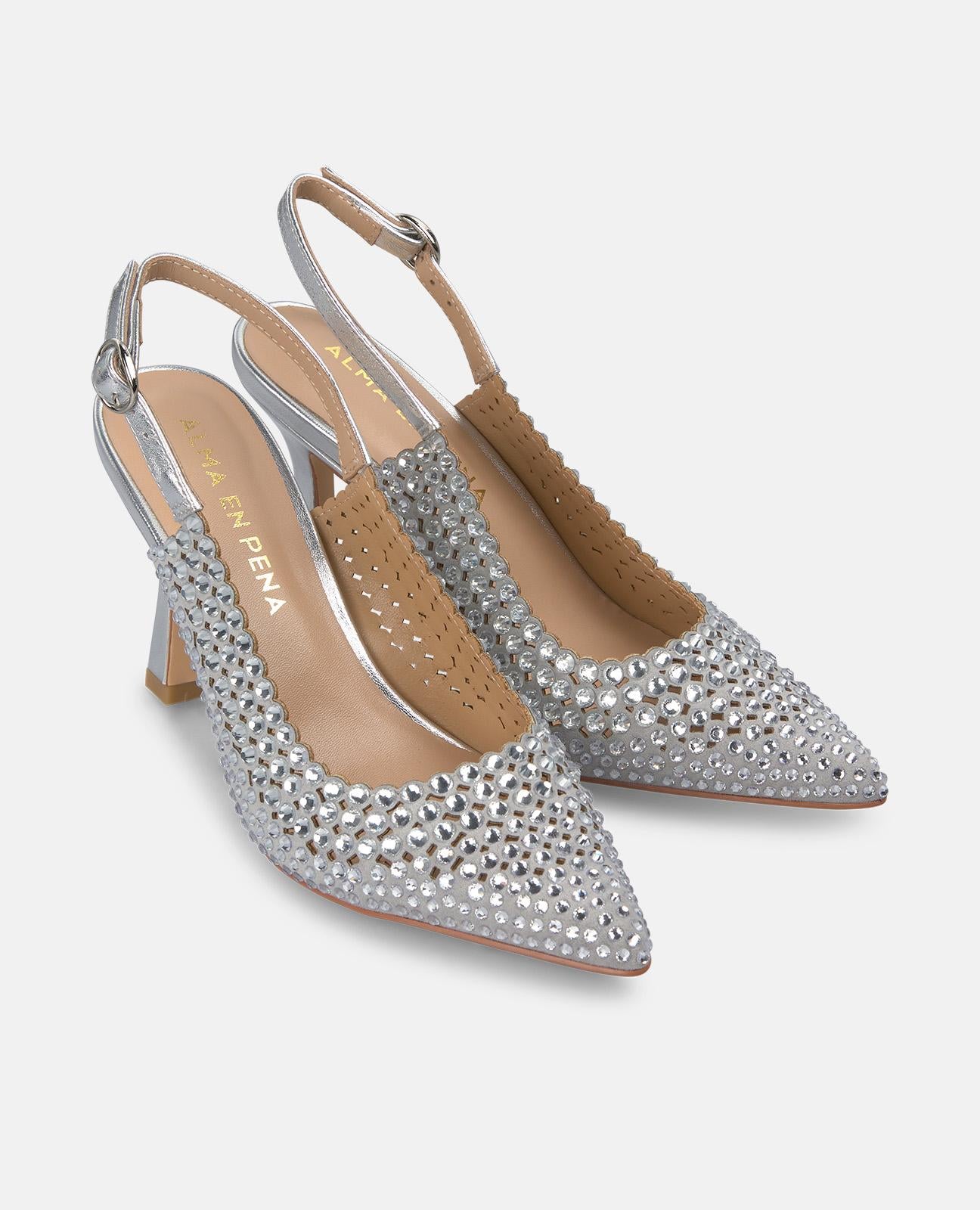 alma-en-pena-high-heel-stiletto-silber-mit-strassriemen-9-cm image 2