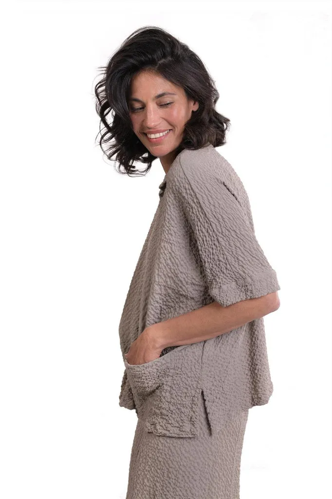 alembika-crepe-polo-top-stone image 1