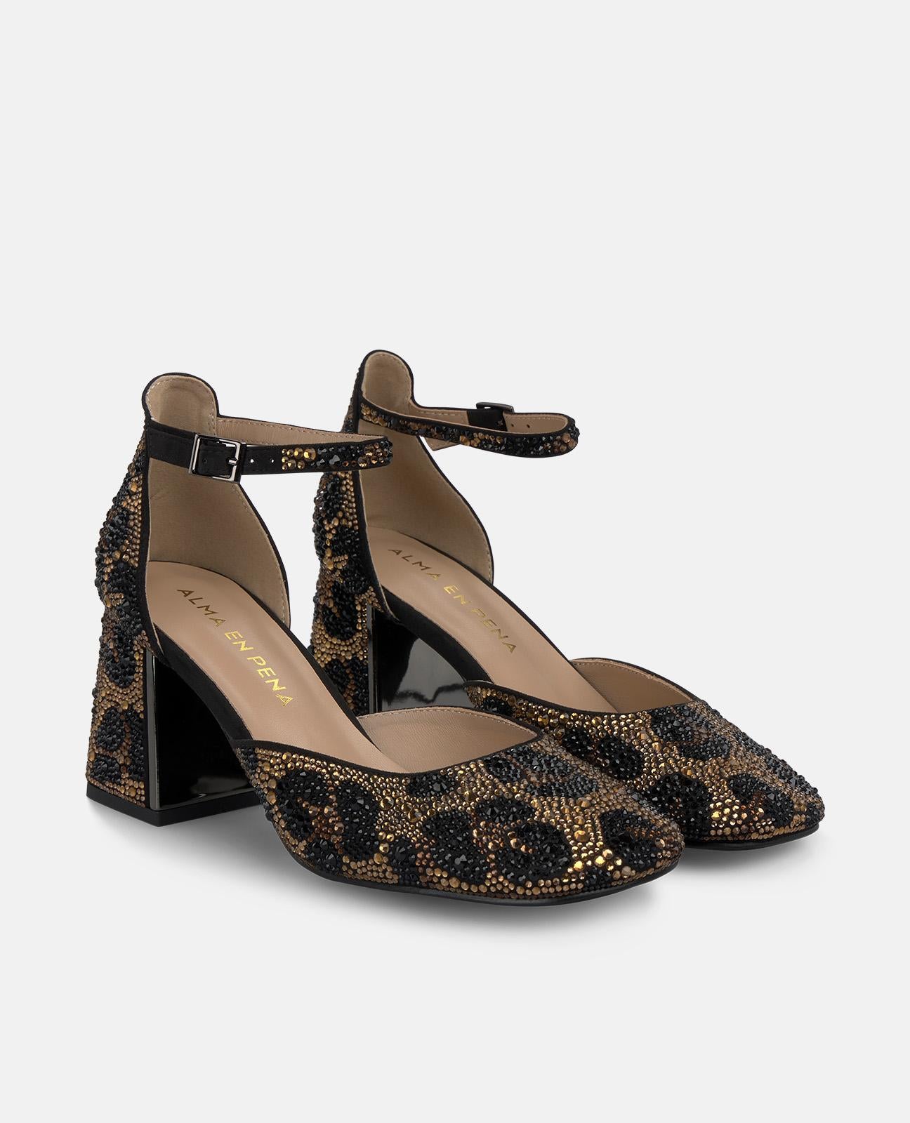 alma-en-pena-riemenpumps-schwarz-leo-strass-high-heels-7-2-cm image 3