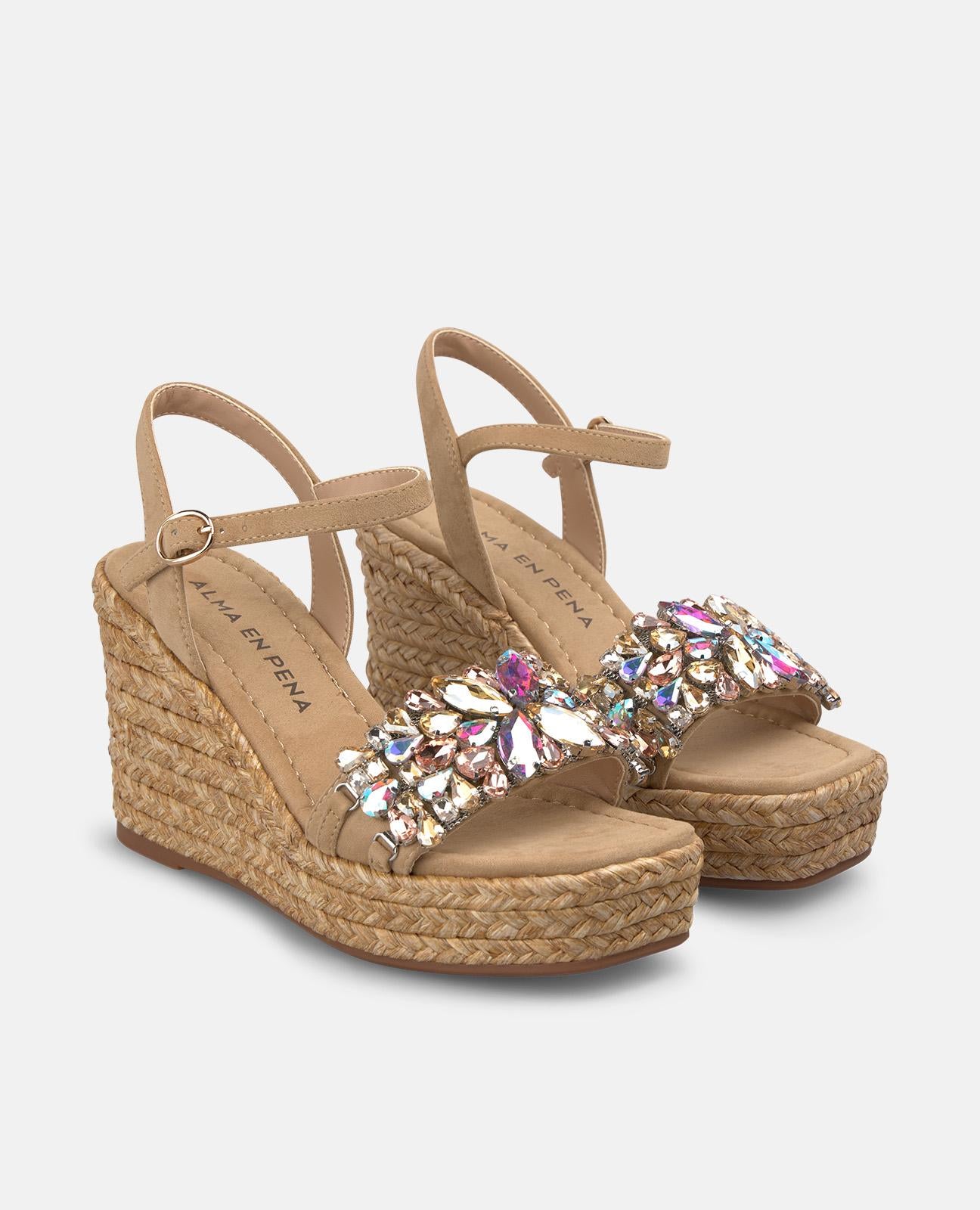 alma-en-pena-espadrille-keilsandale-geflochten-arena-9-cm-keil-mit-blumen-strass image 2