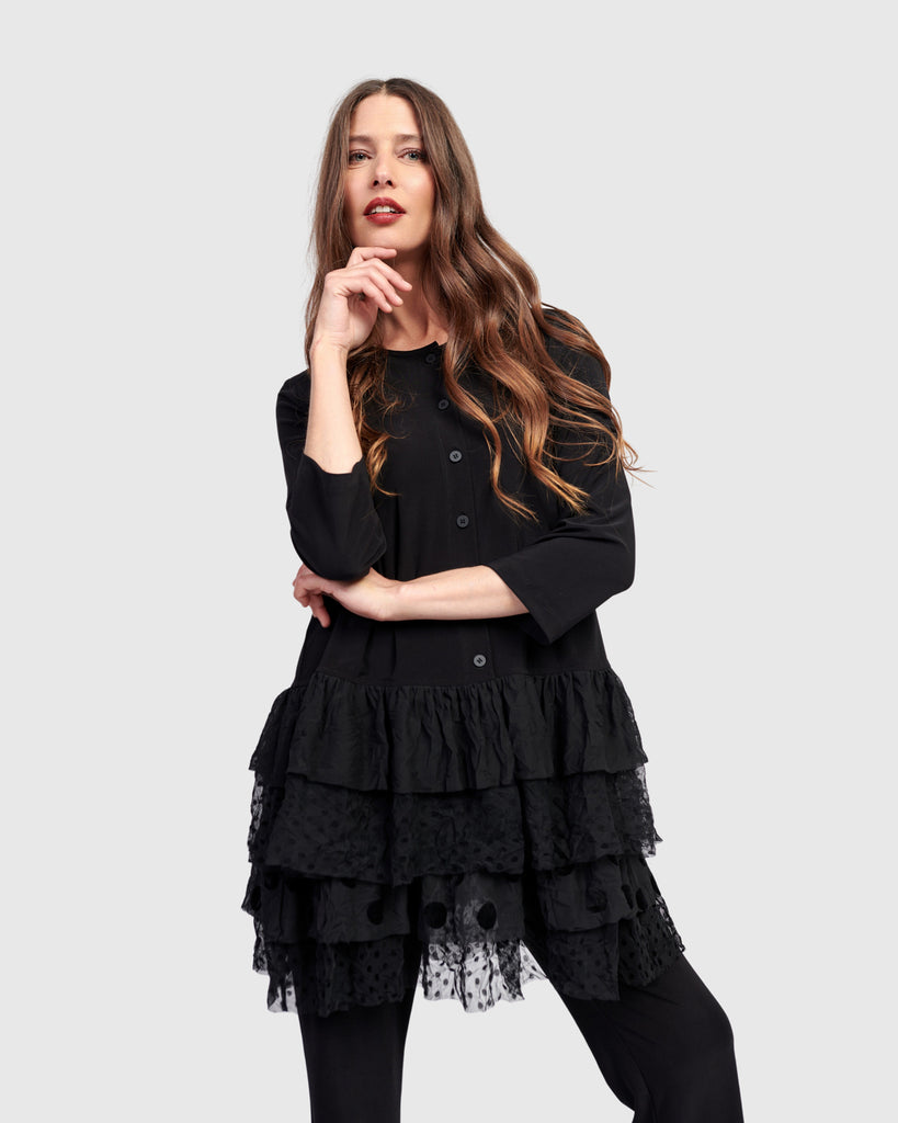alembika-ruffle-cardigan-damen-strickjacke-schwarz image 1
