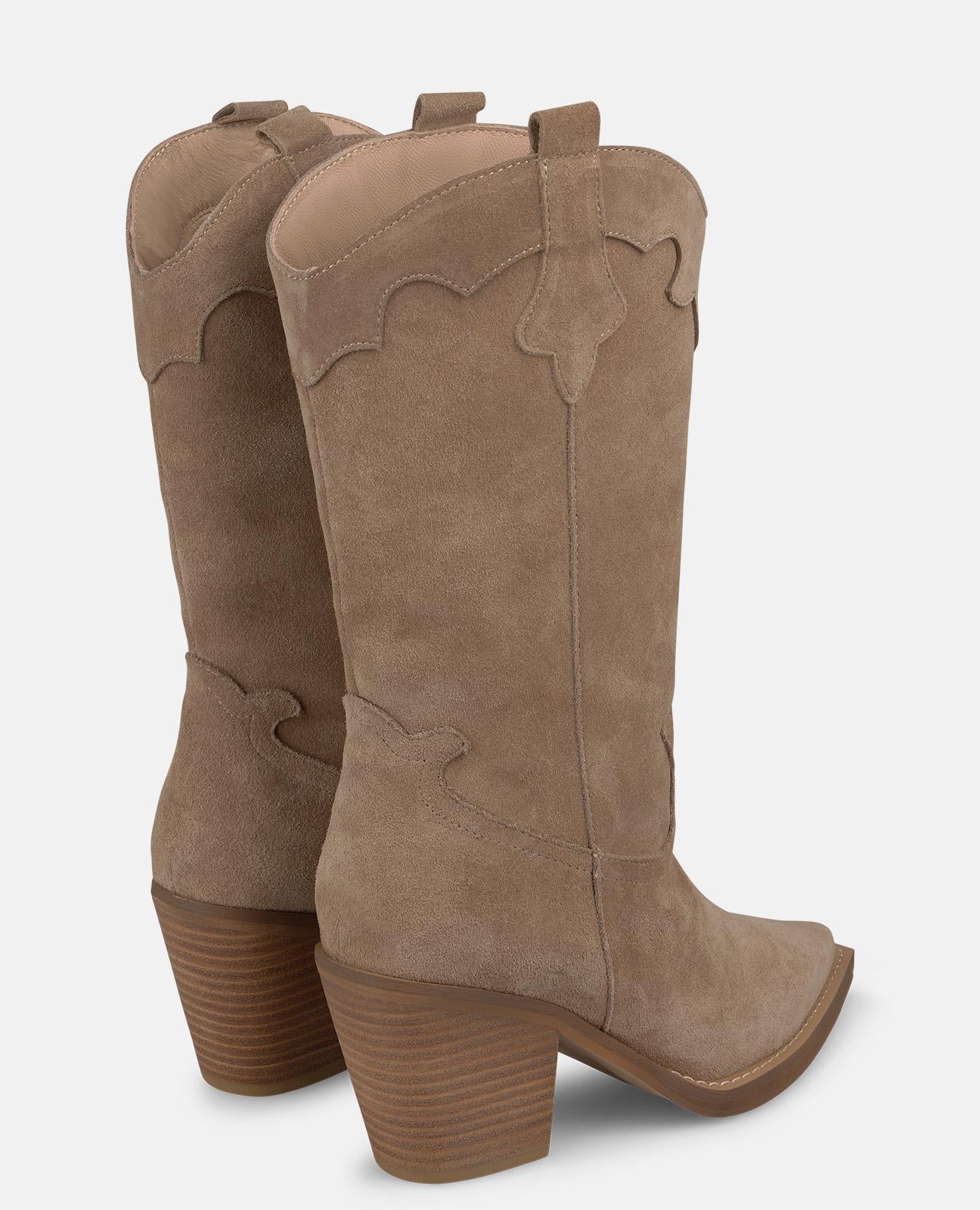 alma-en-pena-cowboy-boots-wildleder-mink-7-cm-blockabsatz image 3