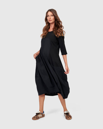 alembika-tekbika-slack-kleid-schwarz-midi-cocoon image 8