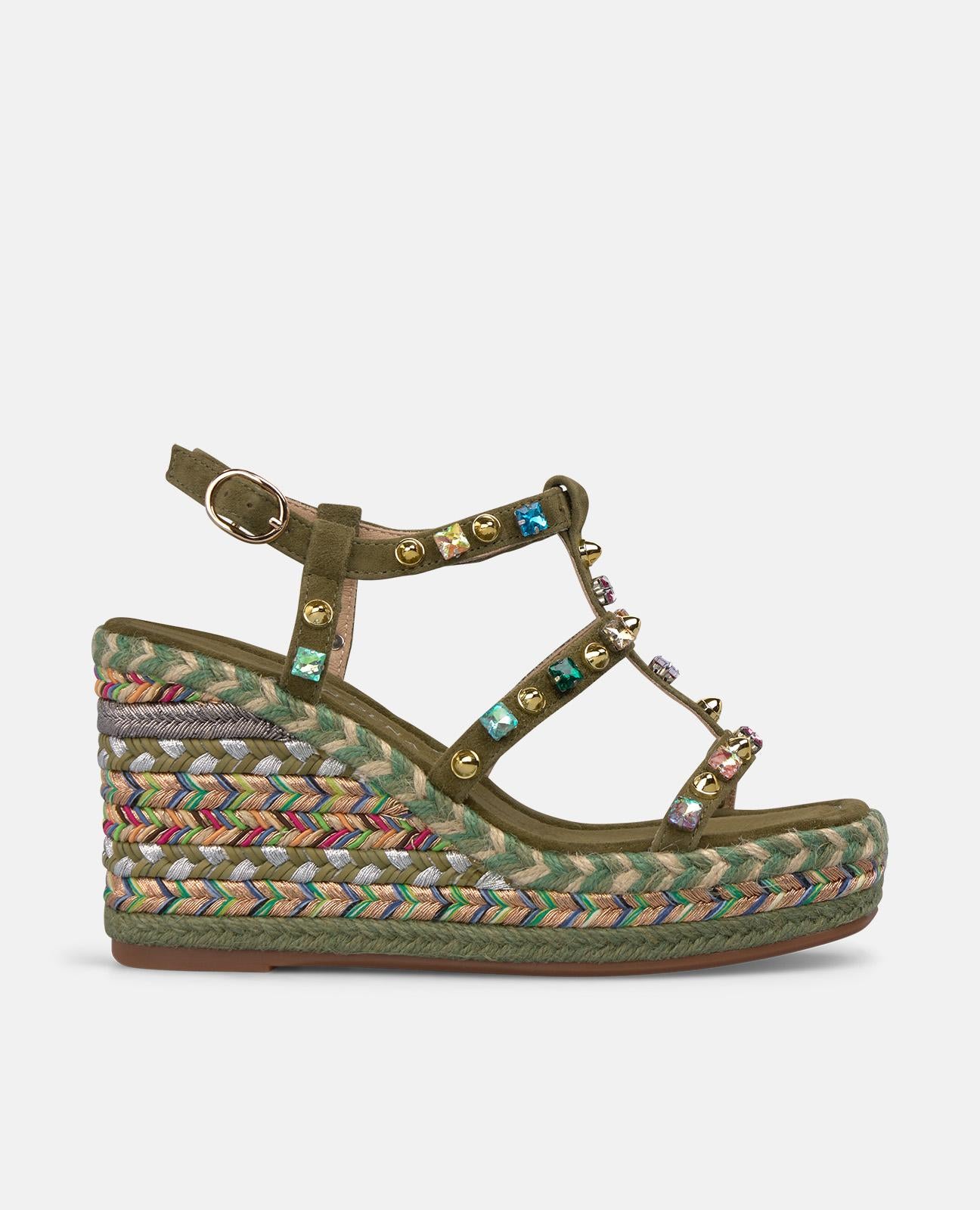 alma-en-pena-esparto-keilsandalen-mit-nieten-keil-9-5-cm-in-khaki image 2