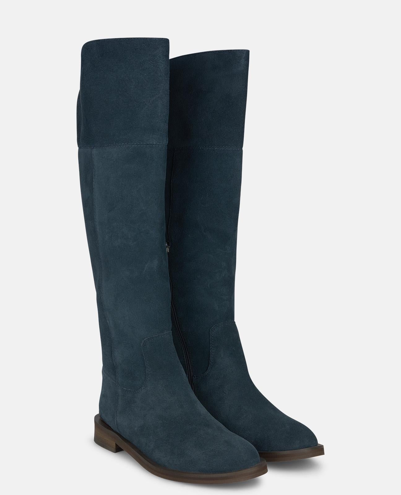 alma-en-pena-stiefel-aus-veloursleder-blau-mit-rei-verschluss-3-cm image 2