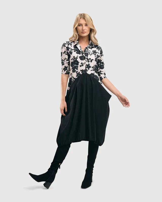 alembika-tekbika-drape-pocket-kleid-floral-jerseykleid image 1