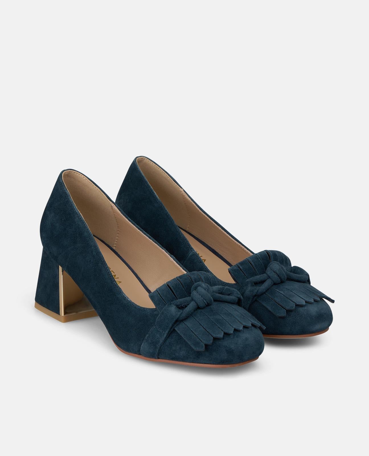 alma-en-pena-wildleder-pumps-mit-fransen-5-5-cm-blau image 2