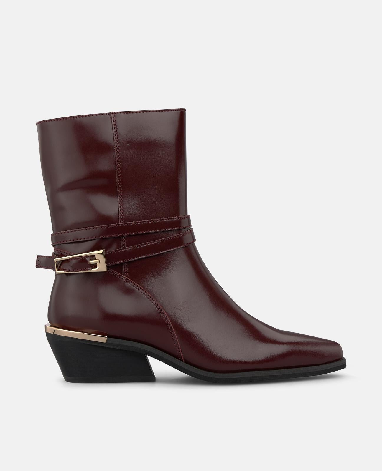 alma-en-pena-stiefeletten-aus-nappa-leder-mit-schnalle-bordeaux-4-5-cm image 2