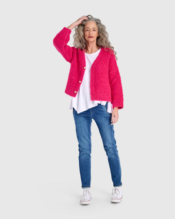 alembika-teddy-boucle-cardigan-fuchsia image 2