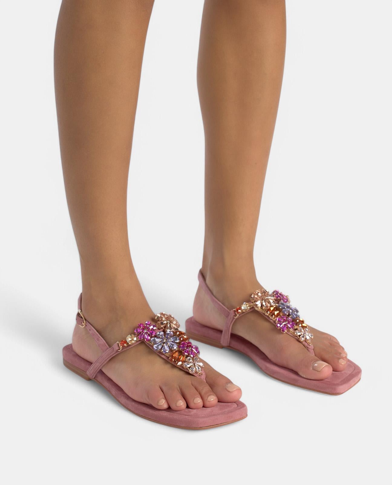 alma-en-pena-flache-sandale-mit-strass-ornamenten-eckig-lila image 4