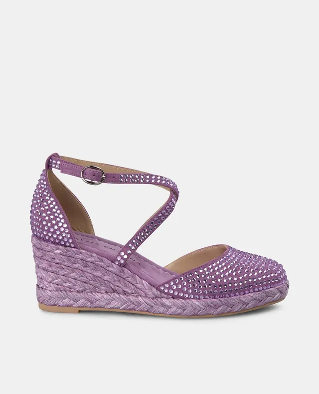 alma-en-pena-keilsandalette-mit-strass-riemen-und-5-cm-keil-in-violett image 1