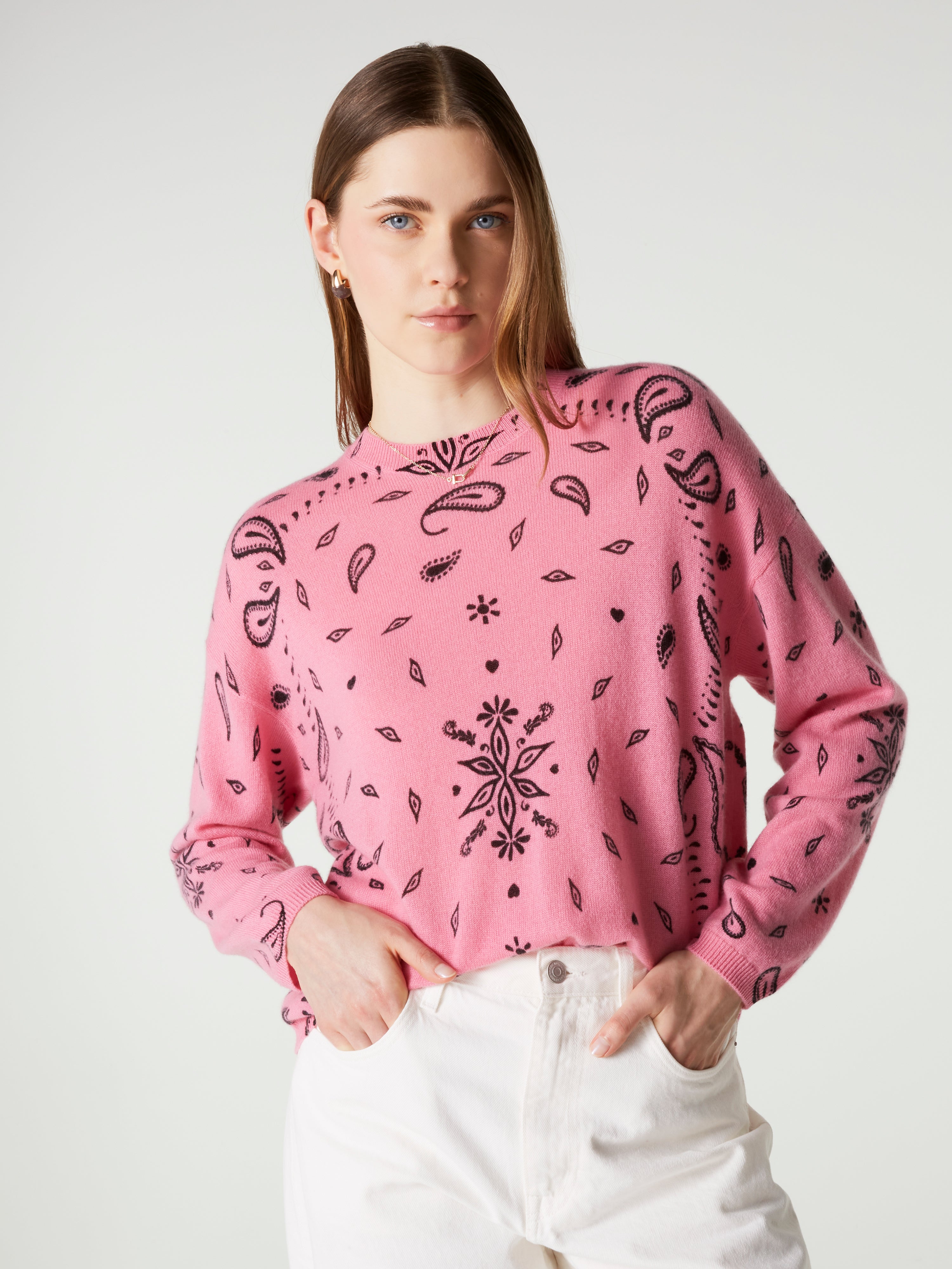 absolut-ariane-print-damen-kaschmirpullover-rundhals-bandana-print-pink image 2