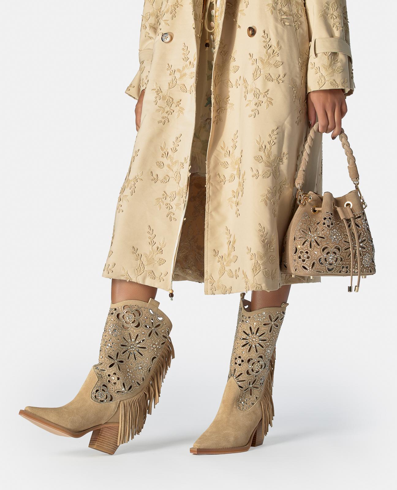 alma-en-pena-cowboy-stiefel-mit-fransen-und-glitzer-sand-7-cm-absatz image 5