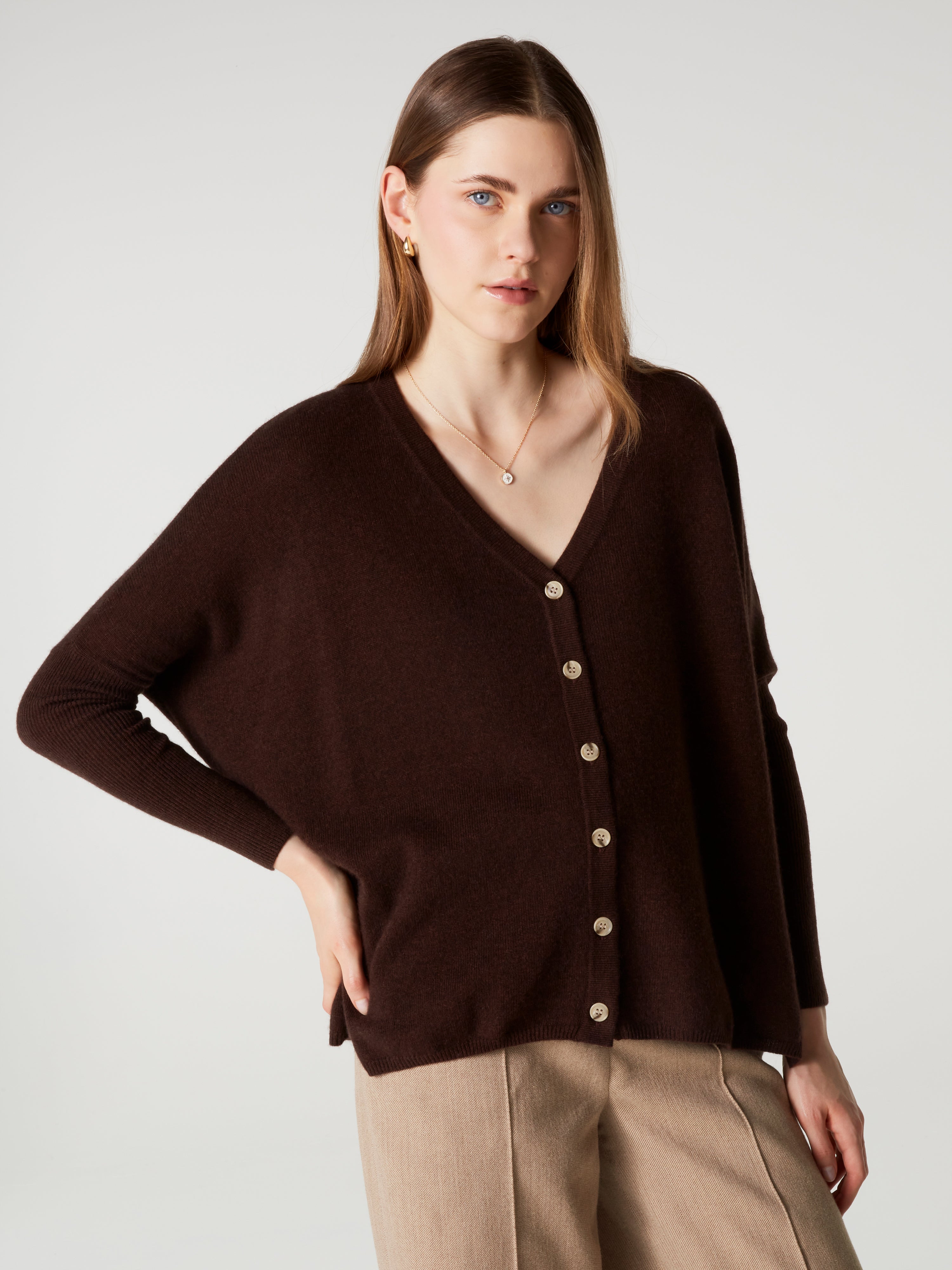 absolut-alison-poncho-cardigan-damen-aus-100-kaschmir-braun image 1