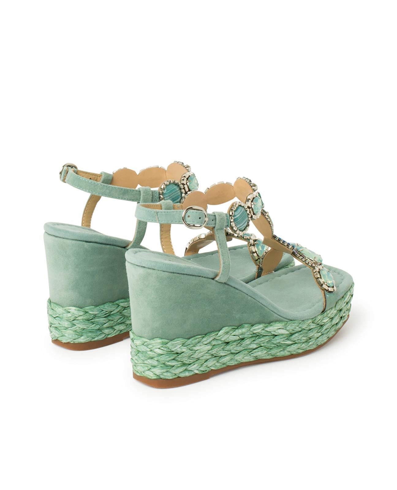 alma-en-pena-keilsandale-jade-mit-raffia-und-strass-8-cm image 4