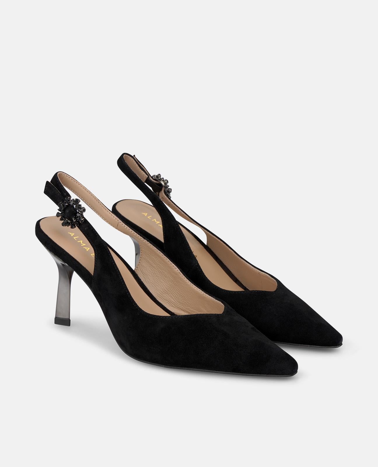 alma-en-pena-slingpumps-aus-veloursleder-mit-kn-chelriemen-8-cm-schwarz image 2