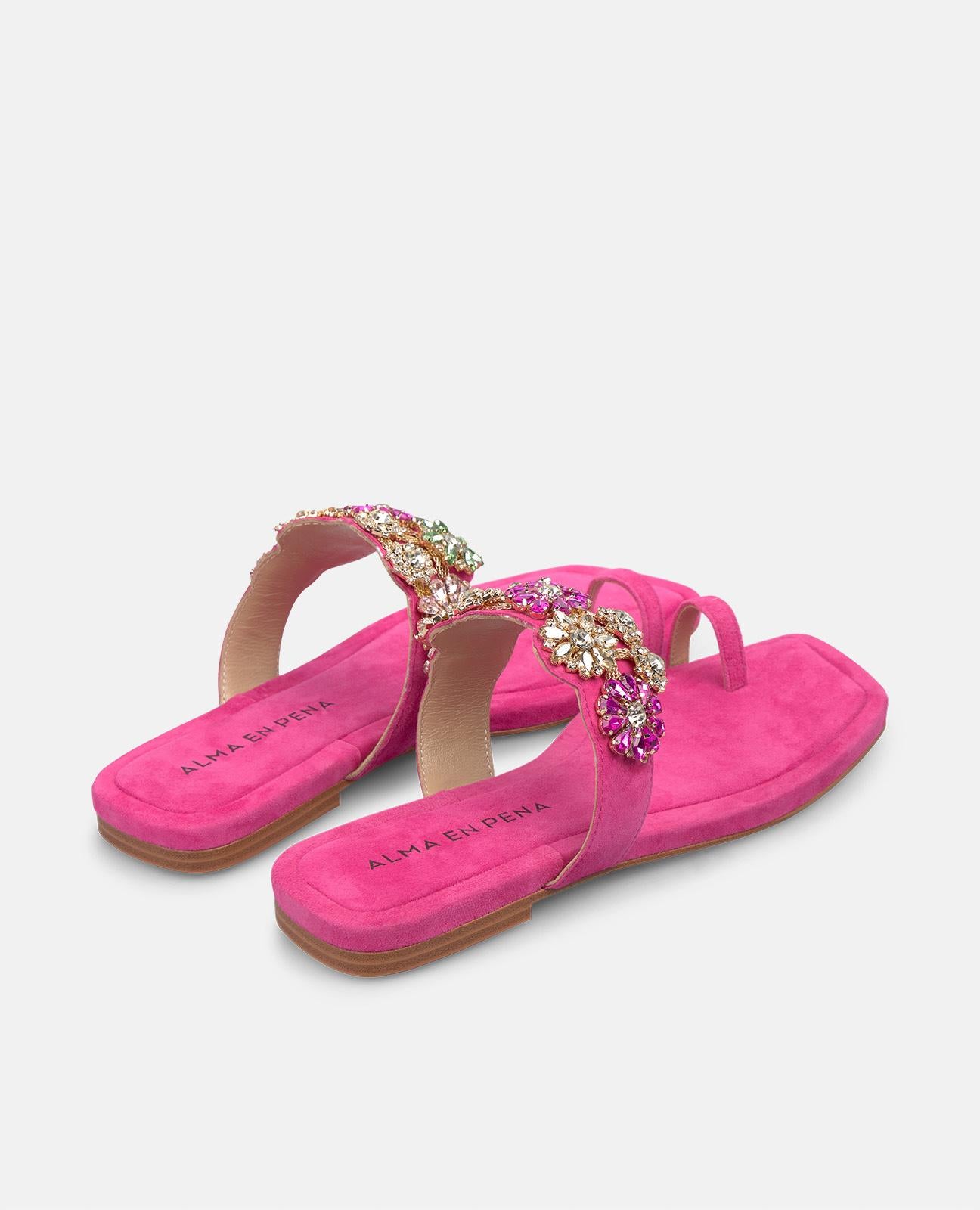 alma-en-pena-zehen-sandale-mit-strass-ornament-flach-fuchsia image 3