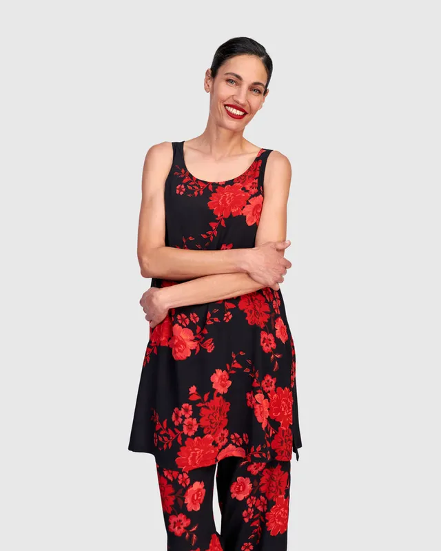 alembika-iki-chiffon-tank-black-red-peony image 1
