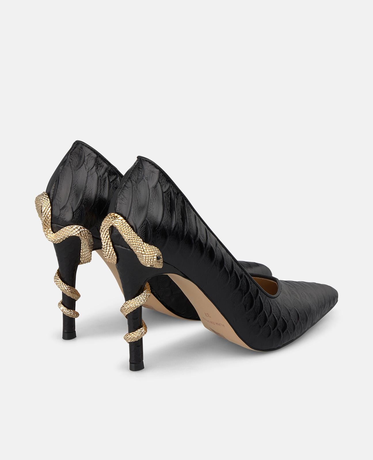 alma-en-pena-leder-pumps-schlangenprint-schwarz-10-cm-stiletto-slip-on image 3