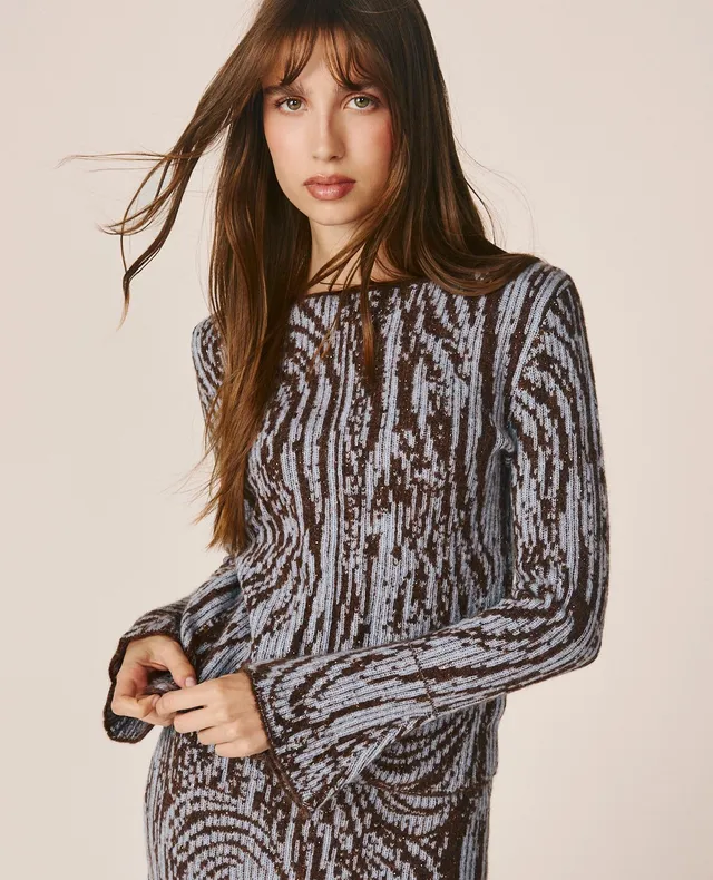 alma-en-pena-strickpullover-mit-abstrakt-print-braun-pullover image 1