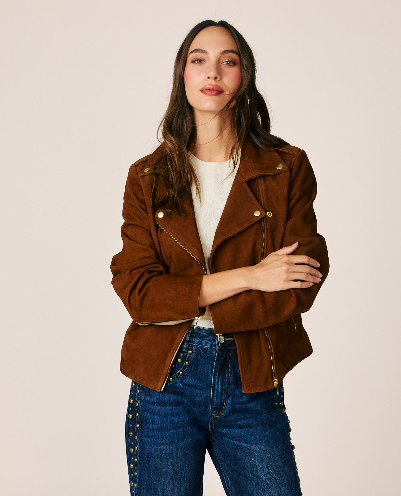 alma-en-pena-suede-bikerjacke-aus-wildleder-in-camel image 2