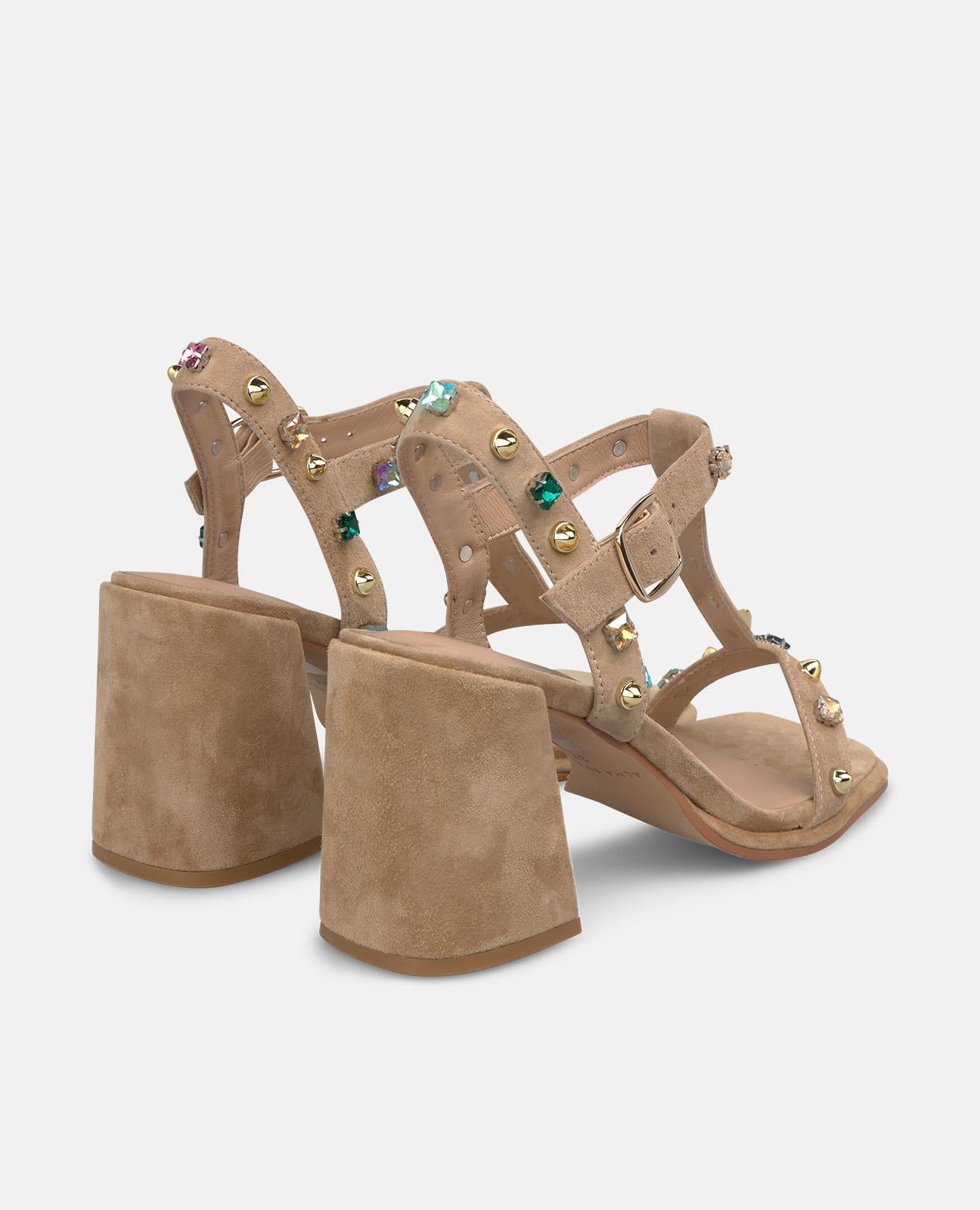 alma-en-pena-sandalen-mit-metallic-nieten-hoher-blockabsatz-9-cm-arena image 3