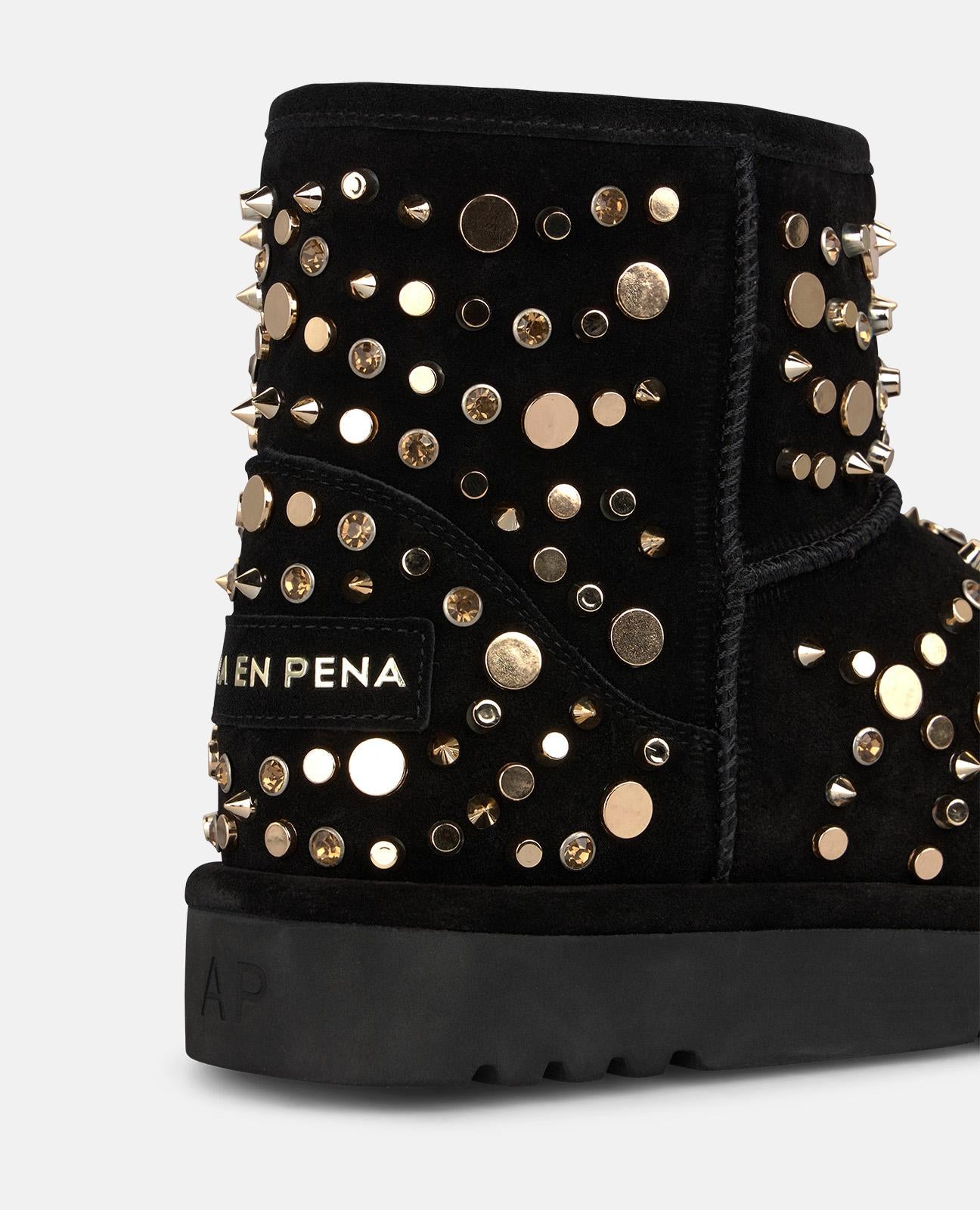 alma-en-pena-apr-s-ski-stiefeletten-schwarz-aus-velours-mit-nieten image 4