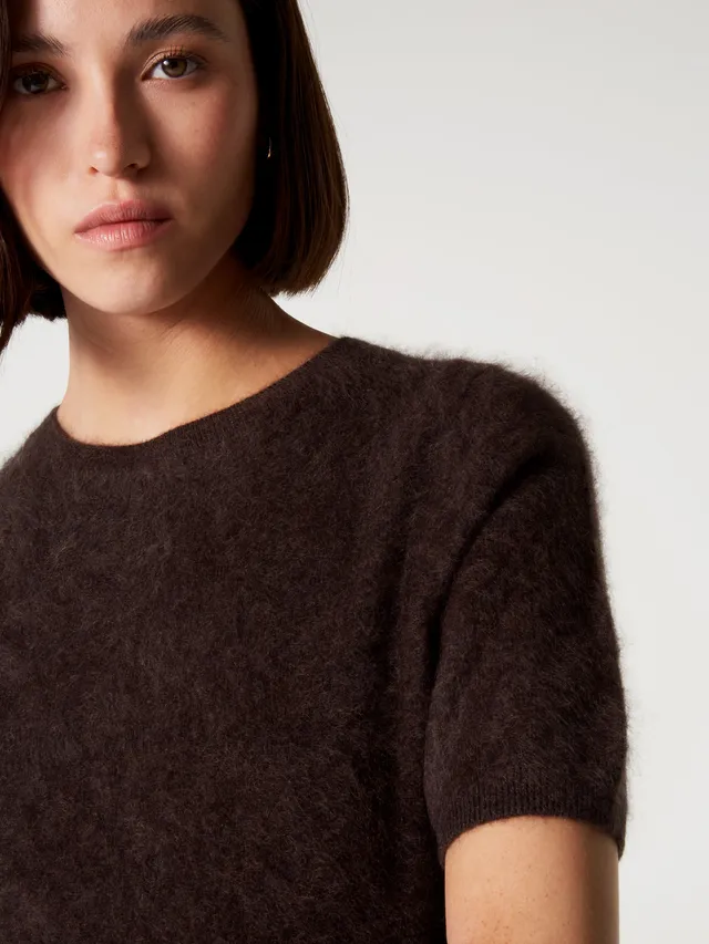absolut-amaya-kaschmirpullover-damen-rundhals-kurzarm-geb-rstet-braun image 1