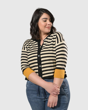 alembika-moana-stripe-cardigan-gelb-schwarz image 4