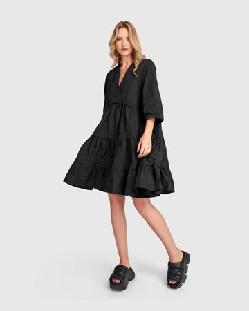alembika-urban-tiered-minikleid-schwarz-taffeta image 3
