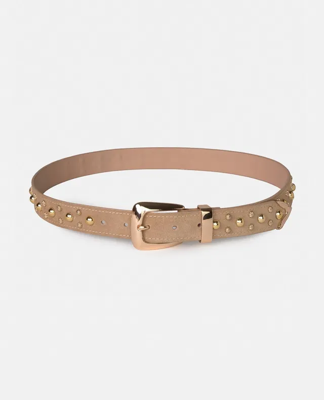 alma-en-pena-g-rtel-mit-metallic-nieten-aus-leder-3-cm-braun image 1