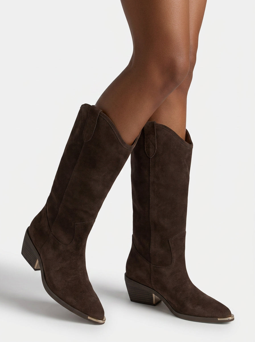 alma-en-pena-suede-cowboy-boots-offene-spitze-braun image 5