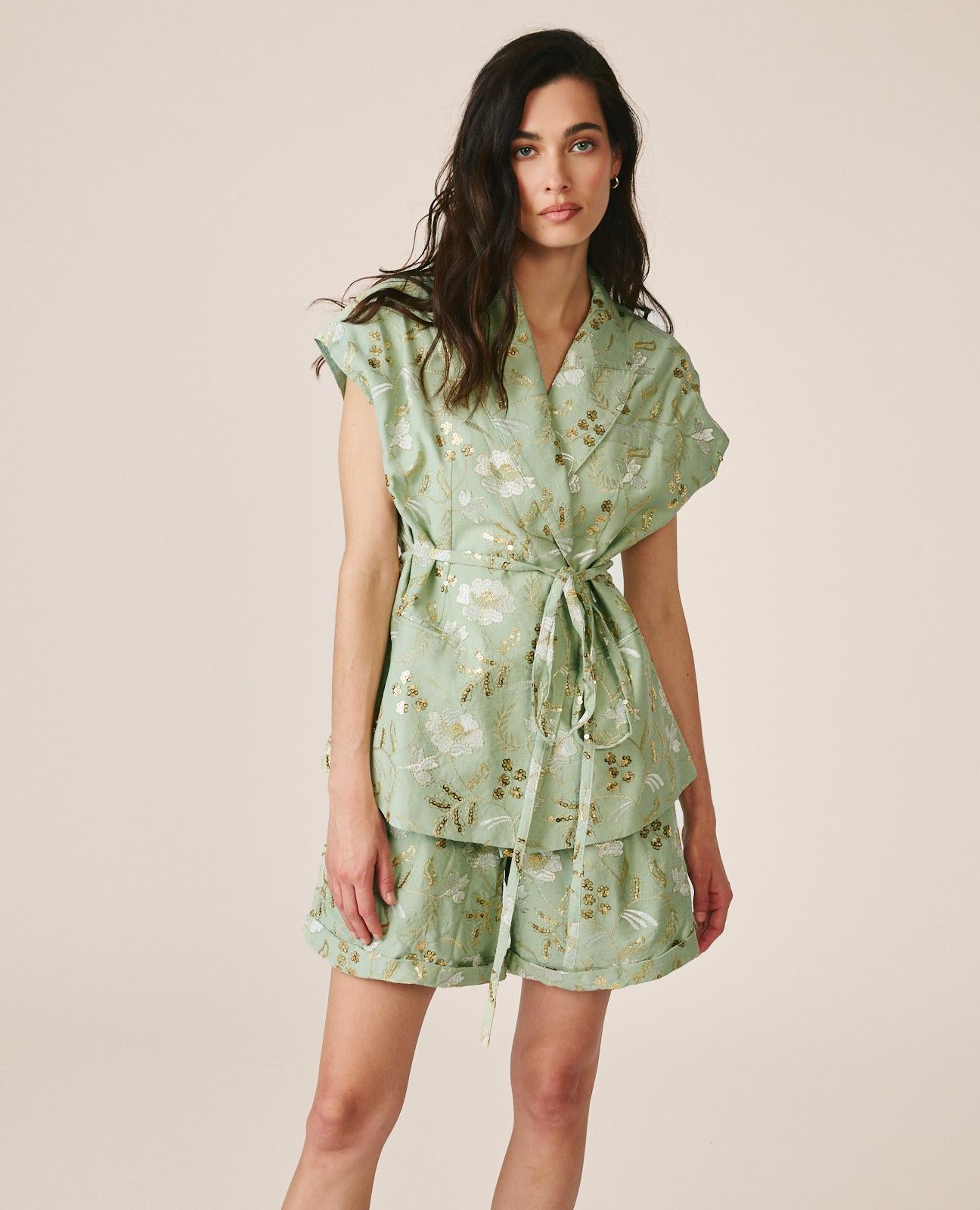 alma-en-pena-high-waist-shorts-mit-stickerei-gr-n image 2