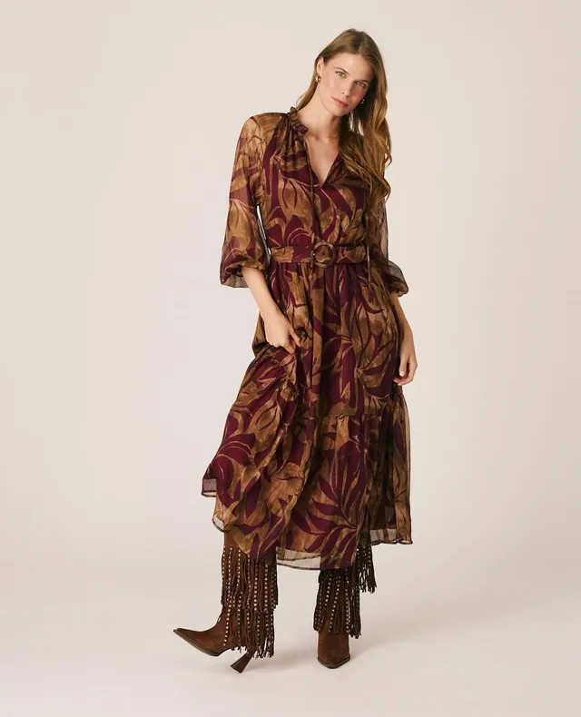 alma-en-pena-floral-chiffon-midi-dress-midi-kleid-bordeaux image 1