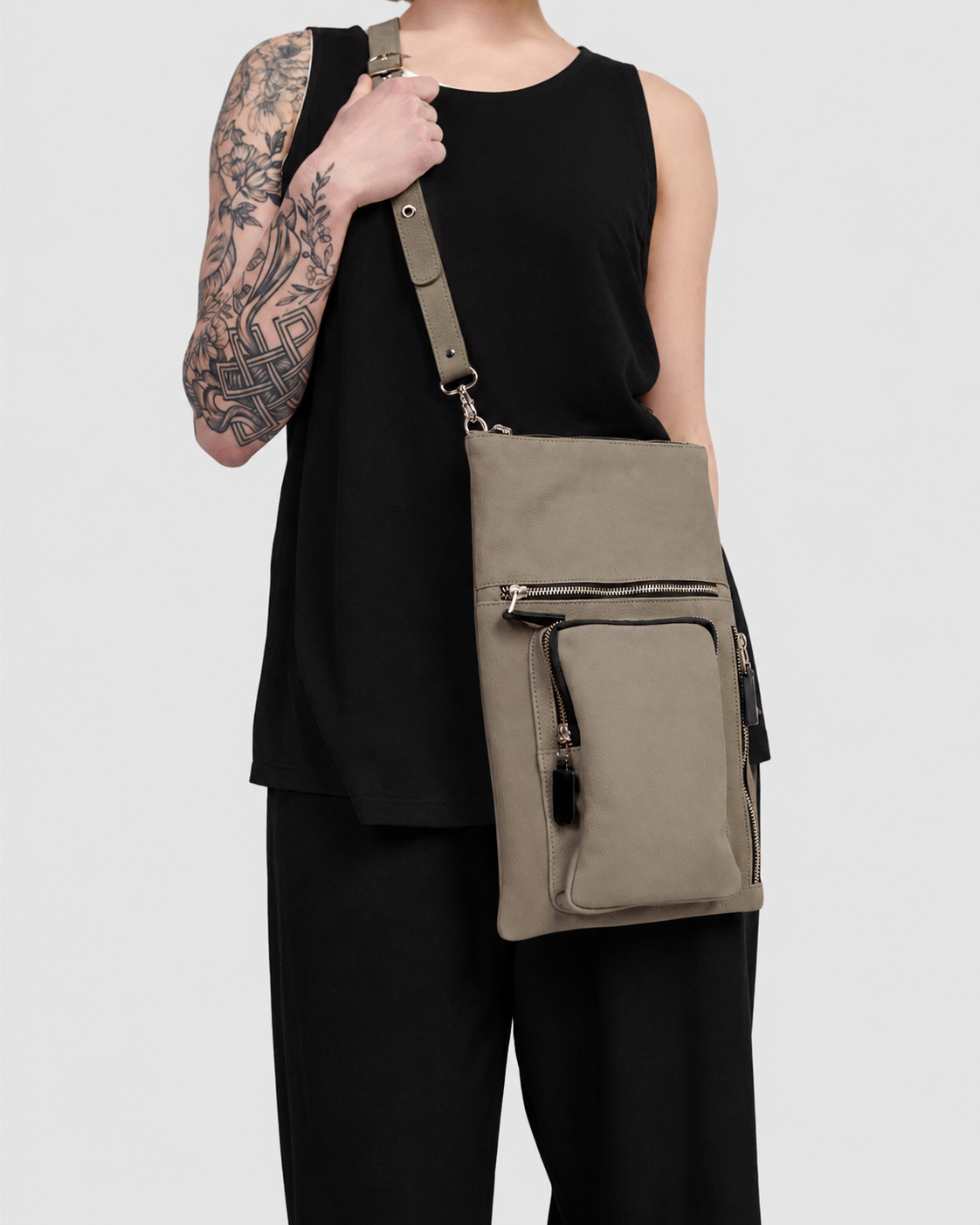 alembika-flat-stash-pouch-tasche-damen-leder-grau image 1