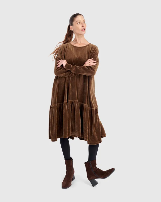 alembika-everyday-velvet-babydoll-kleid-khaki image 1