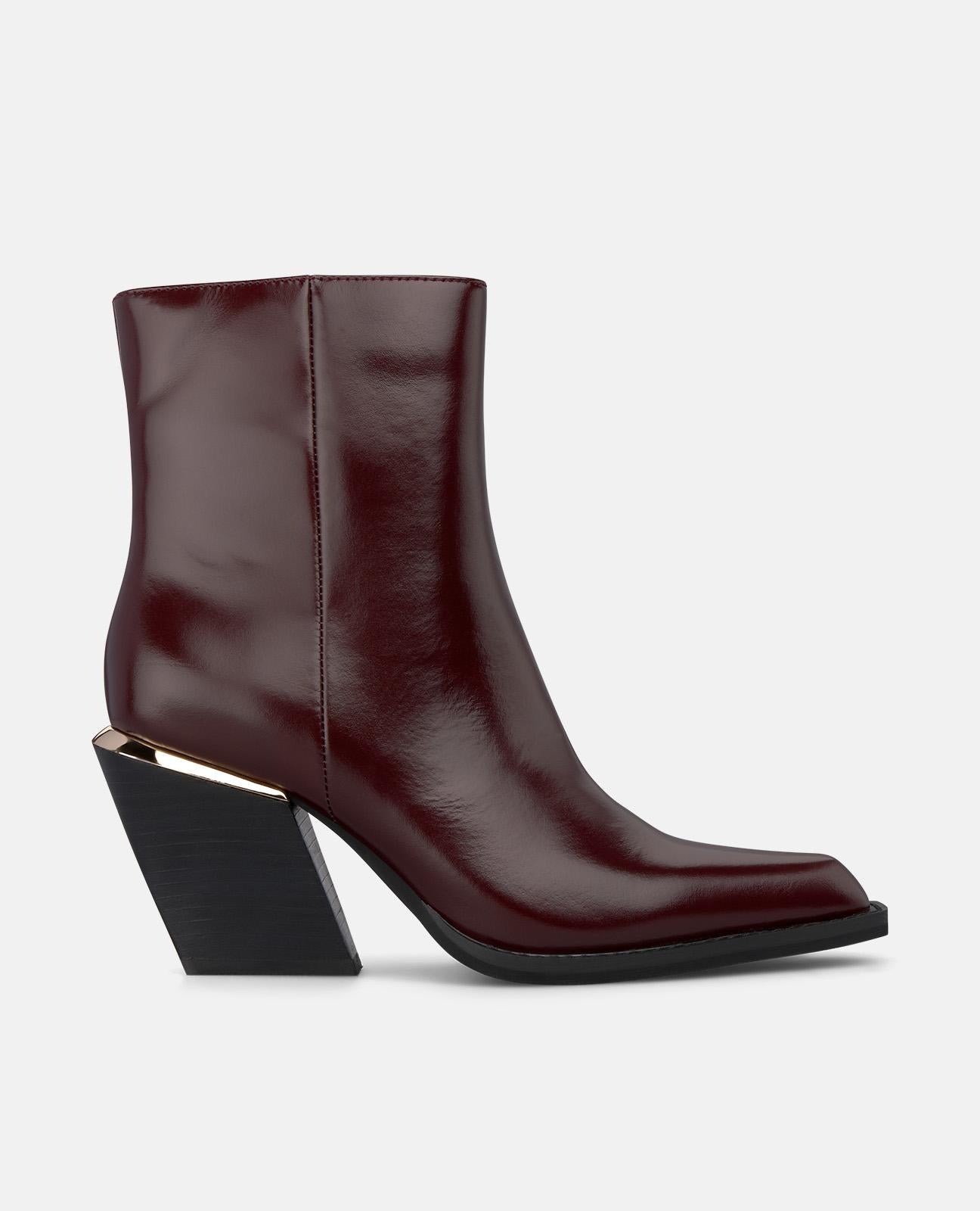 alma-en-pena-stiefelette-bordeaux-metallic-leder-blockabsatz-8-cm image 1